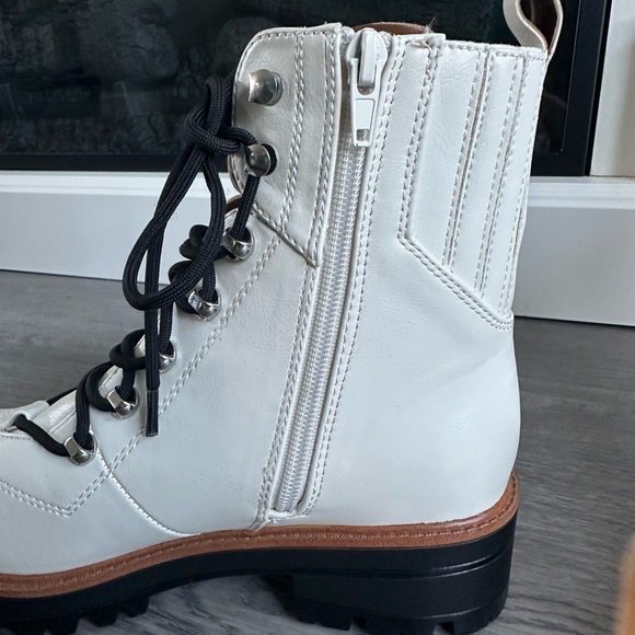 Indigo White Lace-Up Combat Boot - Picture 4 of 10